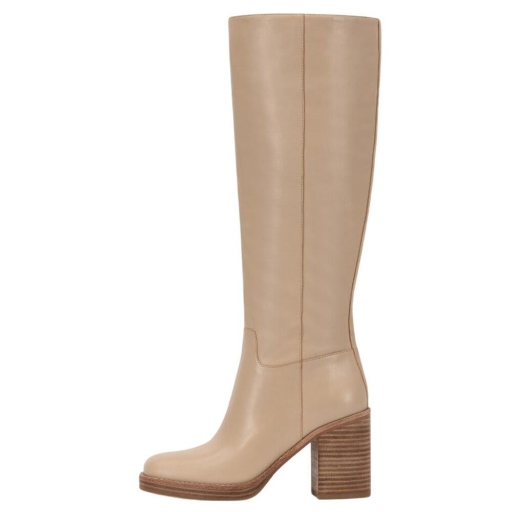 Vince Camuto Womens Gibi Knee High Boots US 10 M WIDE CALF Beige Leather NIB